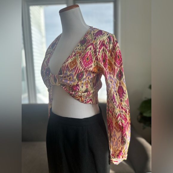 NWT Zara Long Sleeve linen Crop US S - Picture 9 of 9